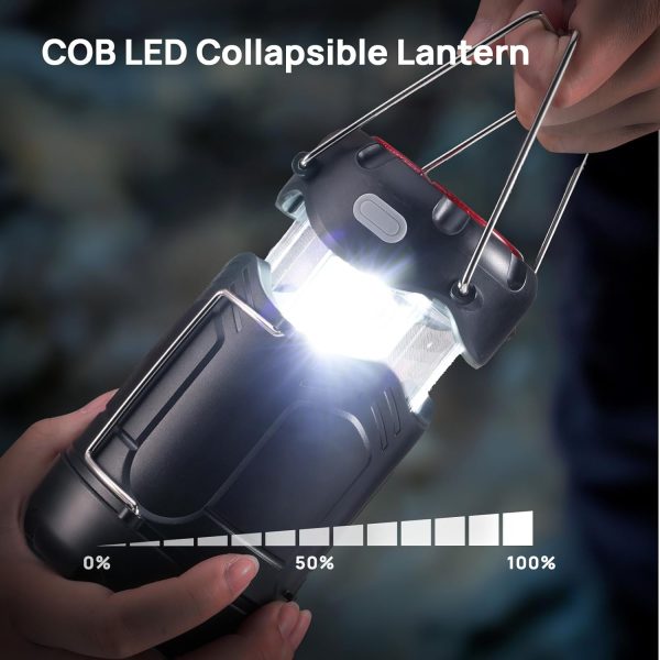 2 Pack Collapsible LED Camping Lantern, Consciot USB C Rechargeable and Battery Powered 2-in-1 Emergency Light with Flashlight and Magnetic Base, Power Outages Hurricane Supplies Survival Kits,Black - Image 3
