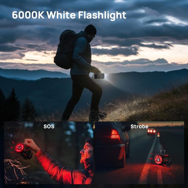 2 Pack Collapsible LED Camping Lantern, Consciot USB C Rechargeable and Battery Powered 2-in-1 Emergency Light with Flashlight and Magnetic Base, Power Outages Hurricane Supplies Survival Kits,Black - Image 4