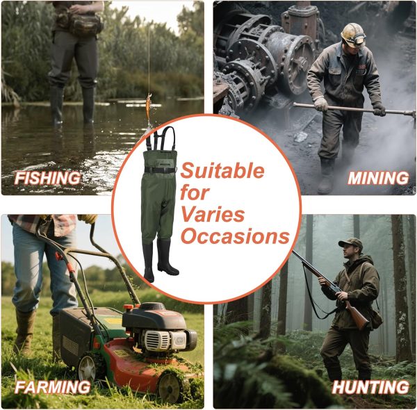 Fishing Waders for Men/Women,Boot Foot Chest Wader for Hunting with Boot Hanger,Fishing Fanny Pack - Image 2