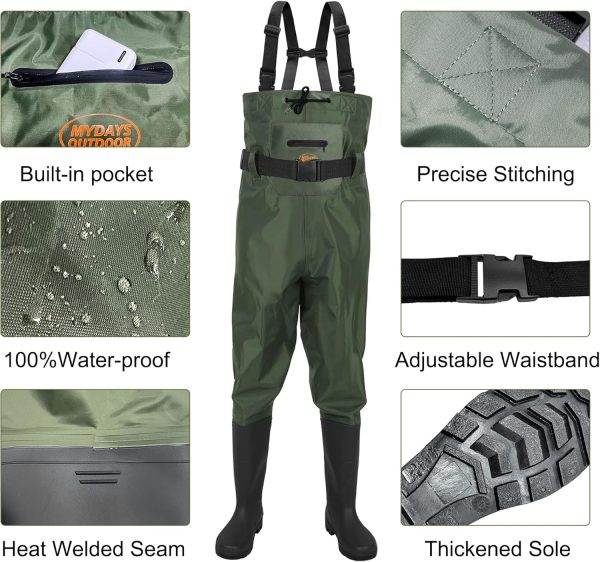 Fishing Waders for Men/Women,Boot Foot Chest Wader for Hunting with Boot Hanger,Fishing Fanny Pack - Image 3