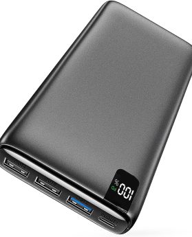 IXNINE Power Bank 26800mAh Portable Charger, 22.5W Fast Charging PD QC 3.0 Compact External Battery Pack with LED Display and 4 USB Outputs for Cellphone Tablet