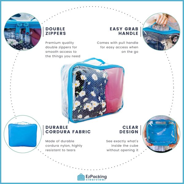 Medium Clear Travel Packing Cube/See-Through Clothes Organizer for Carry on & Checked Suitcase, RV or Camping/Transparent Storage Cell/Doll Storage/Game Day Stadium Approved (Burgundy) - Image 3