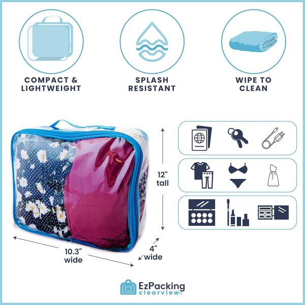 Medium Clear Travel Packing Cube/See-Through Clothes Organizer for Carry on & Checked Suitcase, RV or Camping/Transparent Storage Cell/Doll Storage/Game Day Stadium Approved (Burgundy) - Image 4