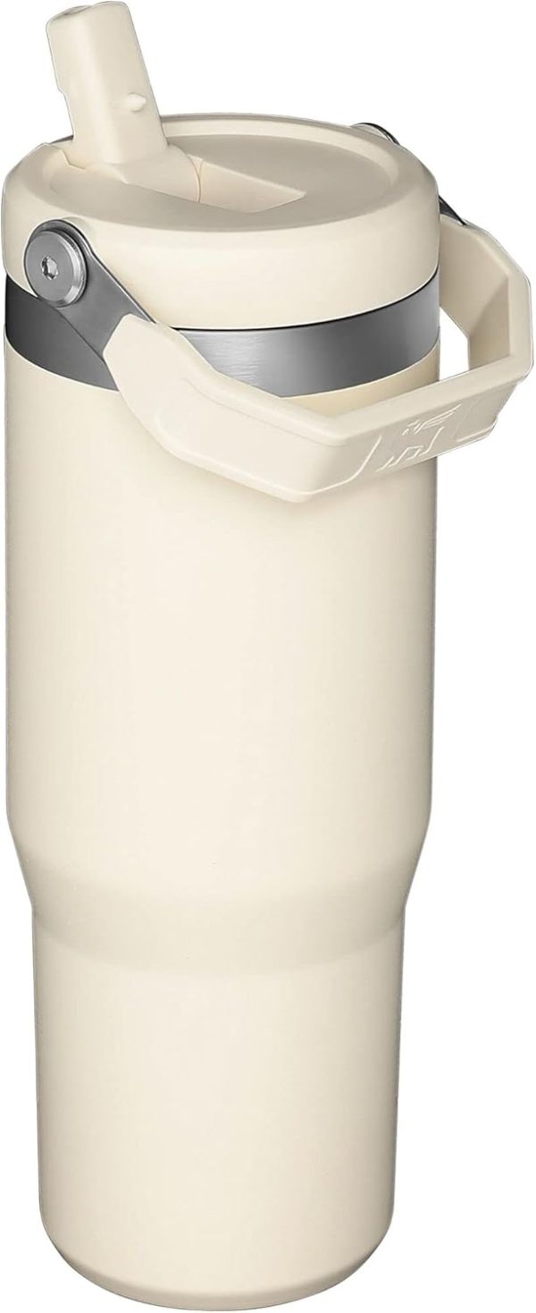 STANLEY IceFlow Stainless Steel Tumbler with Straw - Vacuum Insulated Water Bottle for Home, Office or Car - Reusable Cup with Straw Leak Resistant Flip - Cold for 12 Hours or Iced for 2 Days (Cream) - Image 2