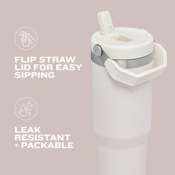 STANLEY IceFlow Stainless Steel Tumbler with Straw - Vacuum Insulated Water Bottle for Home, Office or Car - Reusable Cup with Straw Leak Resistant Flip - Cold for 12 Hours or Iced for 2 Days (Cream) - Image 6