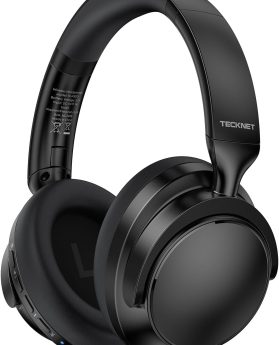 TECKNET Noise Cancelling Headphones Wireless & Wired, 70H Playtime Bluetooth Headphones Wireless Over Ear Built-in Mic, 3.5mm Cable Dual Connection Foldable Headset Comfort for Home Office Travel