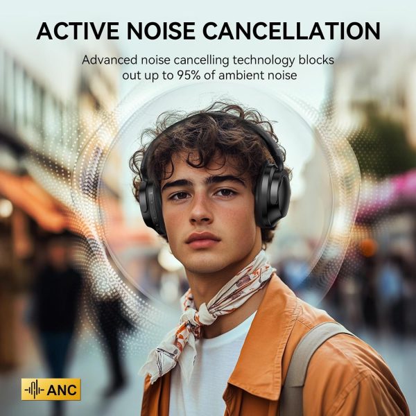 TECKNET Noise Cancelling Headphones Wireless & Wired, 70H Playtime Bluetooth Headphones Wireless Over Ear Built-in Mic, 3.5mm Cable Dual Connection Foldable Headset Comfort for Home Office Travel - Image 2