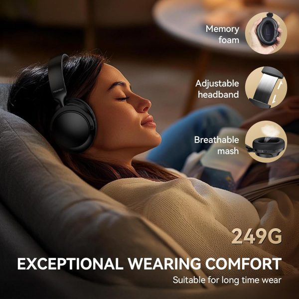 TECKNET Noise Cancelling Headphones Wireless & Wired, 70H Playtime Bluetooth Headphones Wireless Over Ear Built-in Mic, 3.5mm Cable Dual Connection Foldable Headset Comfort for Home Office Travel - Image 6