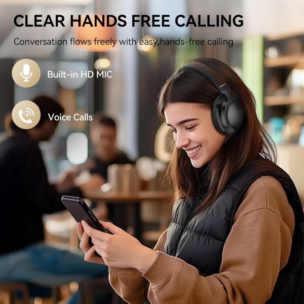 TECKNET Noise Cancelling Headphones Wireless & Wired, 70H Playtime Bluetooth Headphones Wireless Over Ear Built-in Mic, 3.5mm Cable Dual Connection Foldable Headset Comfort for Home Office Travel - Image 7