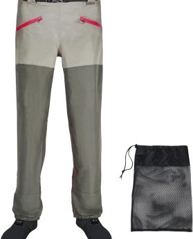 Waist Wader Pants for Men and Women, 3-Ply Breathable Waterproof Fishing Waders with Pockets and Durable Stockingfoot